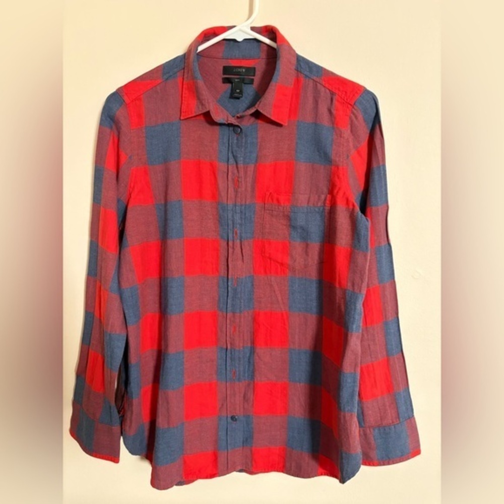 J. Crew Boys Holiday Checkered Button Down Shirt size 6